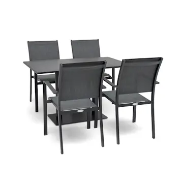 Cafésett Hillerstorp Hånger 4stk Stablestoler med Näsby Cafébord 70x120cm
