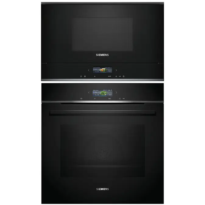Ovn- og Mikrobølgepakkebølgeovn Siemens iQ700 HB772A1B1 + BF722L1B1 Med Pyrolyse og TouchControl Sort