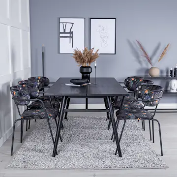 Spisegruppe Venture Home Salt med 6 Aris Karmstoler