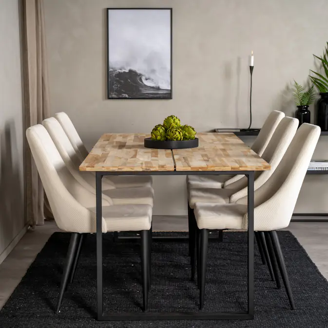 Spisegruppe Venture Home Cirebon med 6stk Leone Stoler