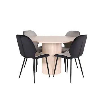 Spisegruppe Venture Home med Bianca Spisebord og 4 Elisa Spisestoler