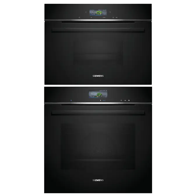 Ovn- og Mikrobølgepakke Siemens iQ700 HR736G1B1 + CD714GXB1 Damp- og Kompaktovn Sort