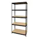 Hylla Home It Stål Med 5 Trävåningar 1800×900×450 mm Svart