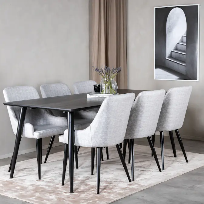 Spisegruppe Venture Home Dipp med 6 Plaza Stoler