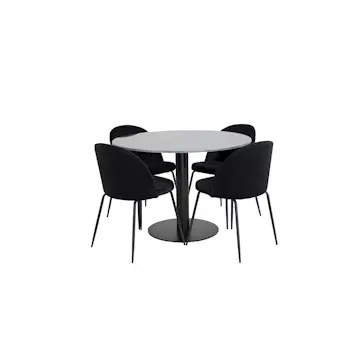 Spisegruppe Venture Home Estelle med 4 Wrigley Stoler Fløyel