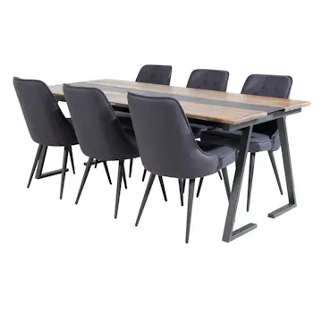 Spisegruppe Venture Home Jane med 6 Vera Stoler Polyester