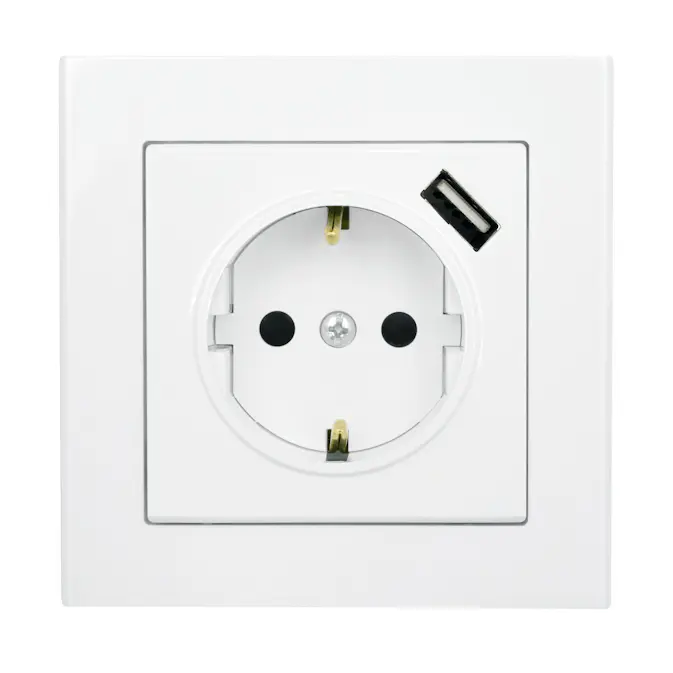 Stikkontakt Malmbergs Optima 1-veis + 1xUSB Skrutilkobling