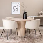 Spisegruppe Venture Home Bianca Rund med 4 Bergen Stoler Fløyel