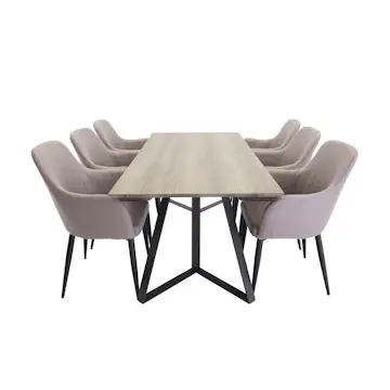 Spisegruppe Venture Home Marina med 6stk Comfort Stoler