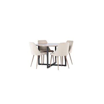 Spisegruppe Venture Home Durango Ø120 cm med 4 stk Night Stoler