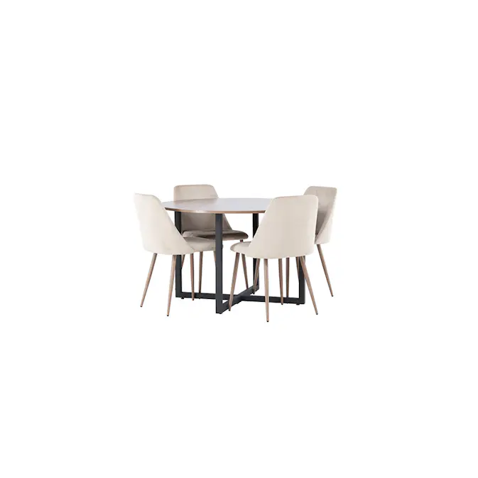 Spisegruppe Venture Home Durango Ø120 cm med 4 stk Night Stoler