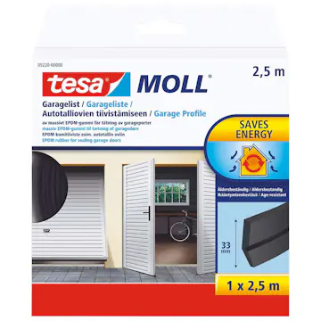 Tetningslist Tesa Garage 2,5 m Sort