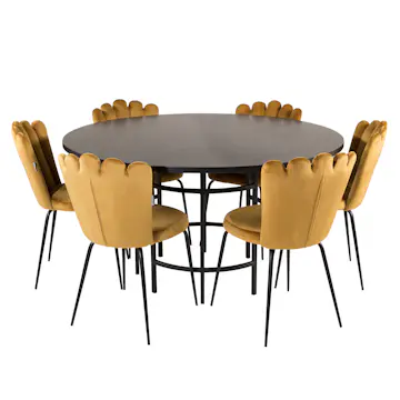 Spisegruppe Venture Home Copenhagen med 6 Limhamn Light Gull Stoler