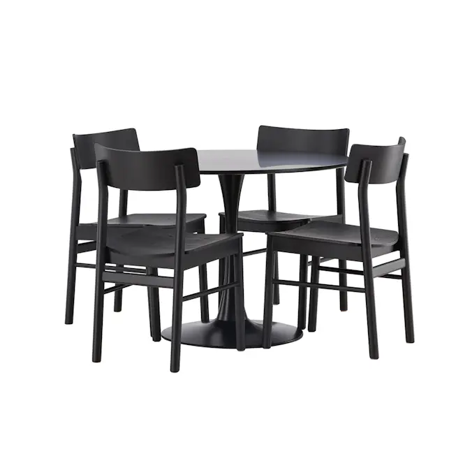 Spisegruppe Venture Home Glade Ø100 cm med 4st Montros Spisestoler