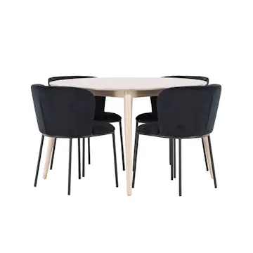 Spisegruppe Venture Home Flora Ø120 cm med 4st Edina Spisestoler