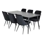 Spisegruppe Venture Home Dipp med 6 Velvet Deluxe Fløyel Stoler