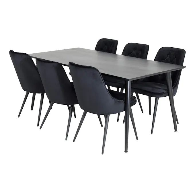 Spisegruppe Venture Home Dipp med 6 Velvet Deluxe Fløyel Stoler