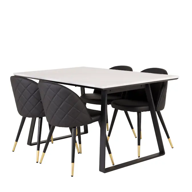 Spisegruppe Venture Home Estelle 140 med 4 Valentina Stoler Lær