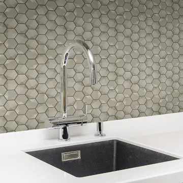 Flis Natucer Ceramica Natural Hex Grå 3D 6x7 cm