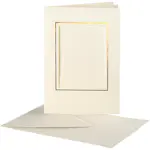 Passepartoutkort Creativ Company med kuvert Kortstørrelse 10,5x15 cm Firkantet utskjæring med guldkant