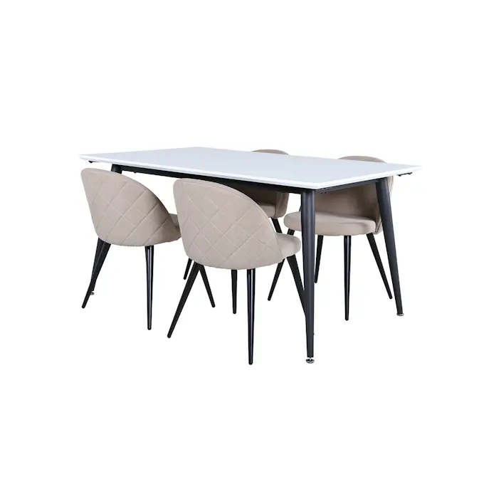Spisegruppe Venture Home Jolie med 4 Valentina Stitcthes Stoler Polyesterlinen