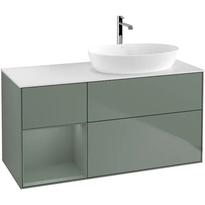 Tvättställsskåp Villeroy & Boch Finion med 3 Lådor Hylla och Bänkskiva för Ocentrerat Tvättställ från Artis & Collaro
