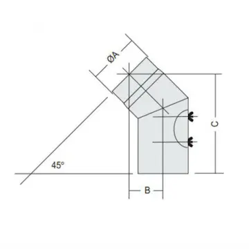 Rørbøy Kaminexperten Sekskantet 45 Bøyd 120