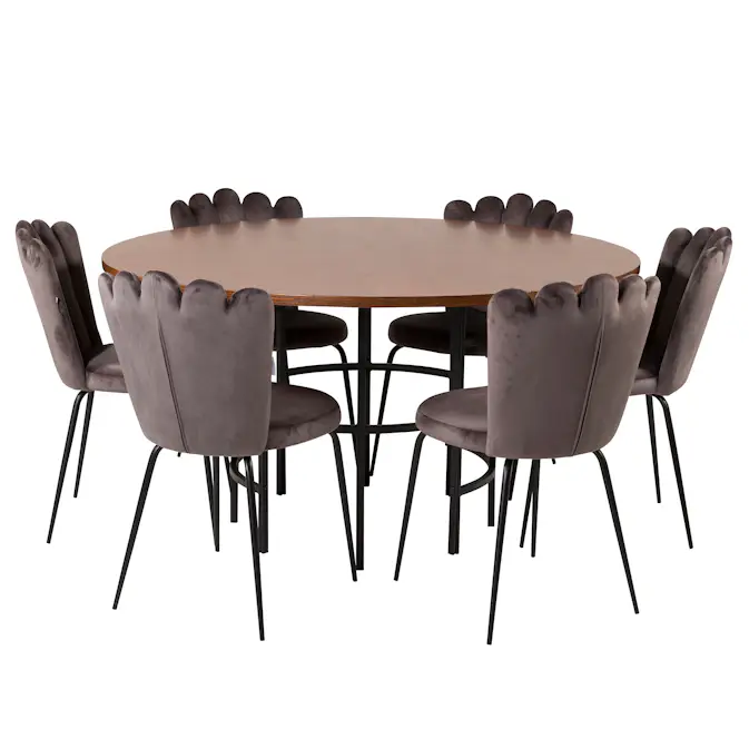 Spisegruppe furniture/fashion Copenhagen med 6 Grå Limhamn Light Stoler