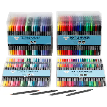 Tekstiltusj Creativ Company Standardfarger Suppl Farger Strek 2,3+3,6 mm 24X20 Stk/1 Pk