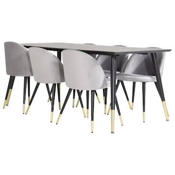 Spisegruppe Venture Home Dipp med 6 Velvet Stoler