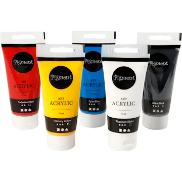 Akrylmaling Creativ Company Pigment Art Grunnfarger 5 stk 75 ml/1 Pk