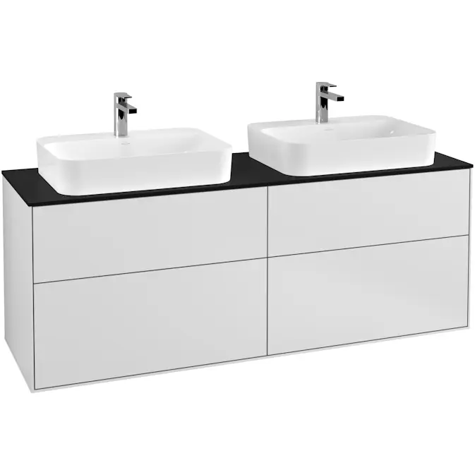 Tvättställsskåp Villeroy & Boch Finion med 4 Lådor och Bänkskiva för Två Ytmonterade Tvättställ