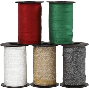 Gavebånd Creativ Company 10 mm Glitter Ass Farger 5x100 m/1 Pk