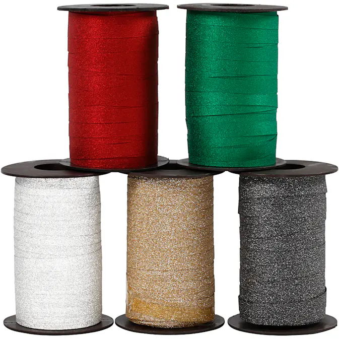 Gavebånd Creativ Company 10 mm Glitter Ass Farger 5x100 m/1 Pk