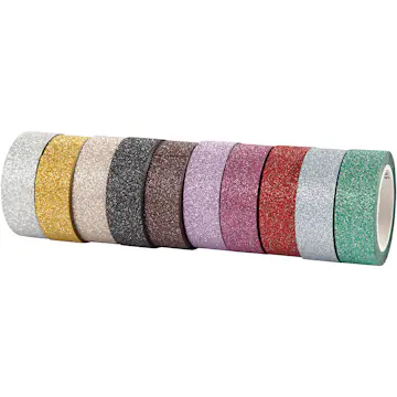 Glitterteip/Washiteip Creativ Company Ass Farger 10X6 m/1 Pk