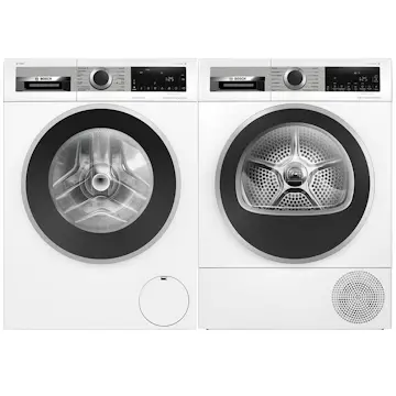 Vaskemaskin og Tørketrommel Bosch WGG244FTSN + WQG245DBSN Serie 6 Hvit