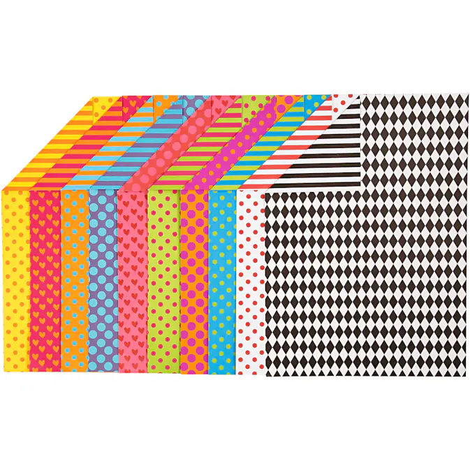 Mønstret Kartong Creativ Company Ass Farger A4 210x297 mm 1 Pk
