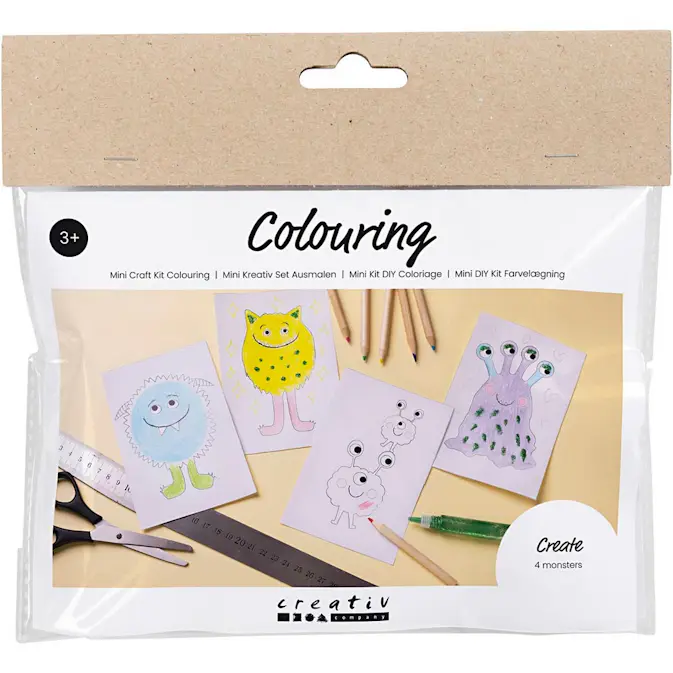 Hobbysett Creative Company Mini DIY Kit Fargelegging Monster