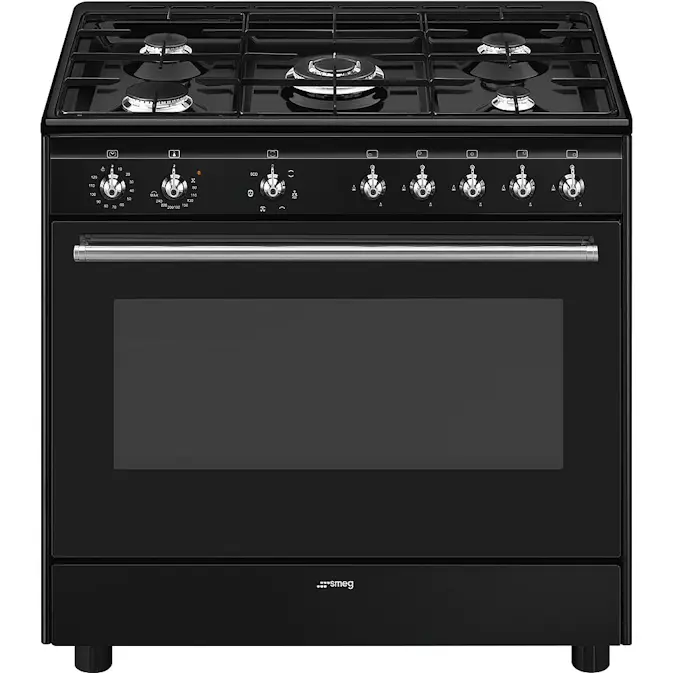 Gasskomfyr Smeg CX91GMBL Concerto Sort Ergonomisk og Smart Design