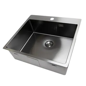 Enkelvask Strand Stainless SOLID med clips och blandarplats PVD Gun Metal