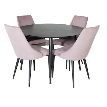 Spisegruppe Venture Home Dipp Ø115 cm med 4 Leone Stoler