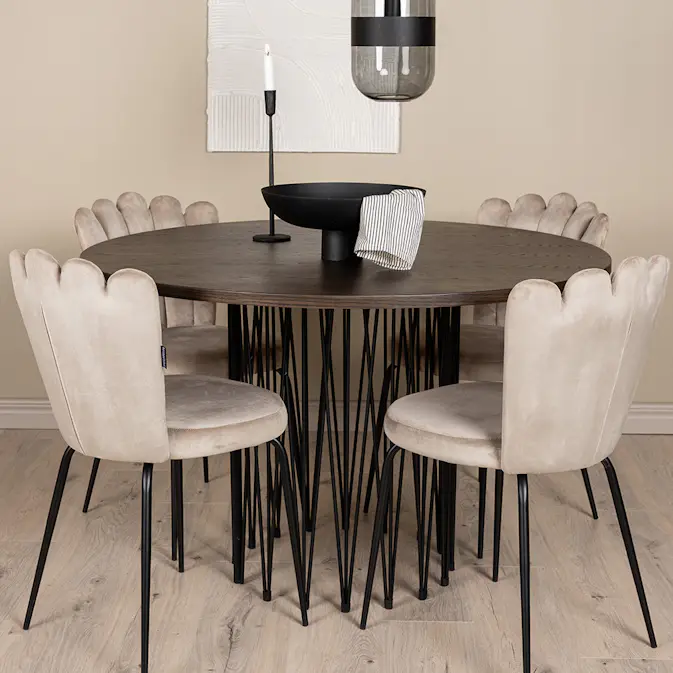 Spisegruppe furniture/fashion Stone Ø120 cm med 4 Limhamn Light Stoler