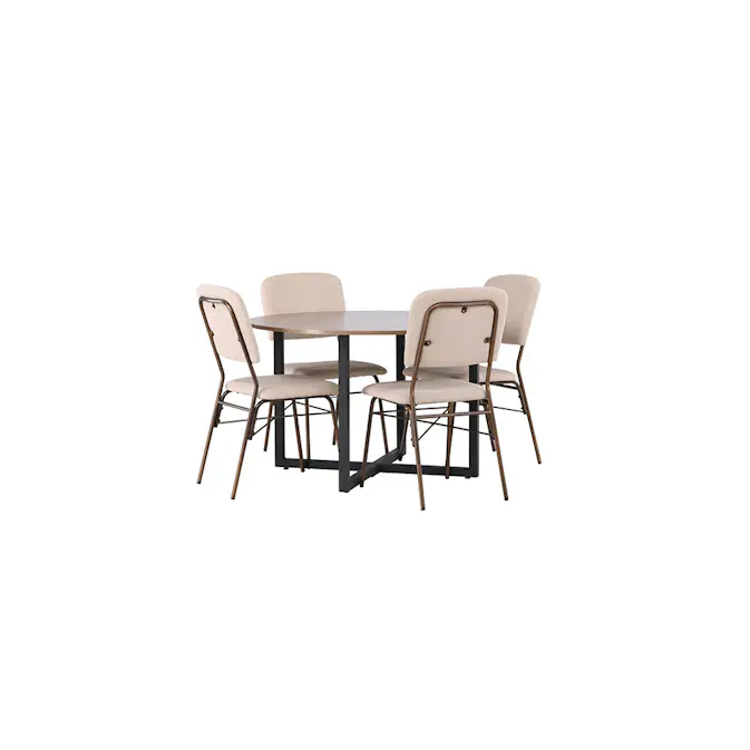 Spisegruppe Venture Home Durango Ø120 cm med 4 stk Seda Stoler