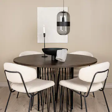 Spisegruppe furniture/fashion Stone med 4 Chico Stoler Rundt