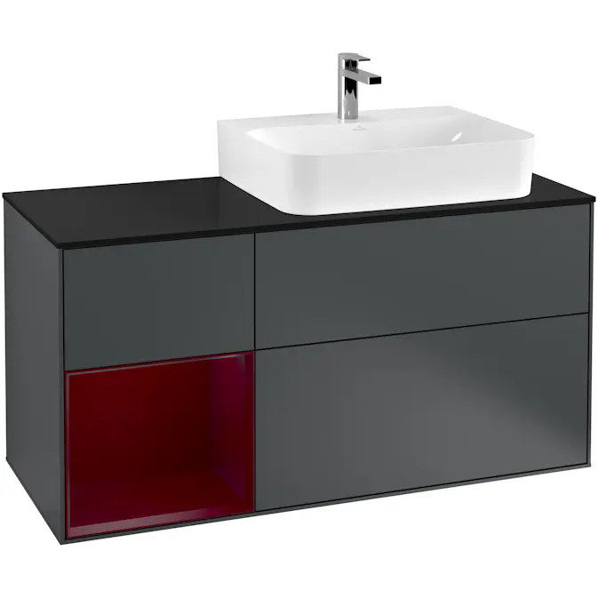 Tvättställsskåp Villeroy & Boch Finion med 3 Lådor Hylla och Bänkskiva för Ocentrerat Tvättställ