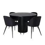 Spisegruppe Venture Home Bianca Rund Sort med 4 Valentina Stoler