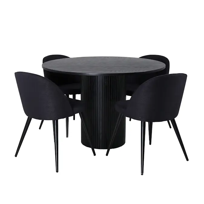 Spisegruppe Venture Home Bianca Rund Sort med 4 Valentina Stoler