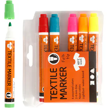 Tekstiltusj Creativ Company Neonfarger Strek 2-4 mm 6 Stk/1 Pk