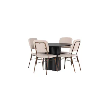 Spisegruppe Venture Home Olivia Ø110 cm med 4 stk Seda Stoler