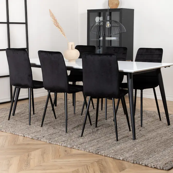 Spisegruppe Venture Home Jolie med 6 Walerina Stoler Fløyel